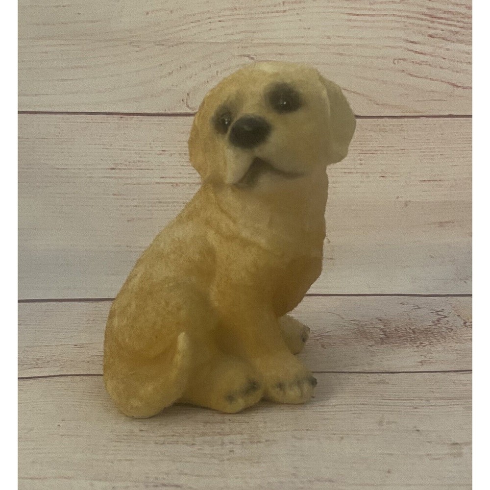 Vintage Flocked Felt‎ Yellow Golden Puppy Dog Figure